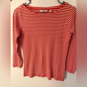Vineyard Vines Orange and White Striped Long Sleeve Top